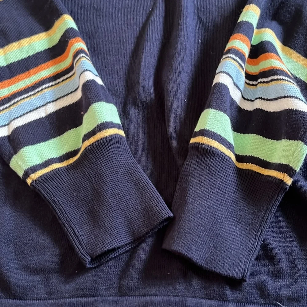 Vince Camuto Striped Dolman Sleeve Sweater Navy Boat Neck NWT Size Large - Picture 8 of 9